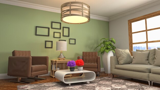 Illustration of the living room interior