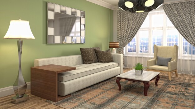 Illustration of the living room interior