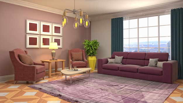 Illustration of the living room interior