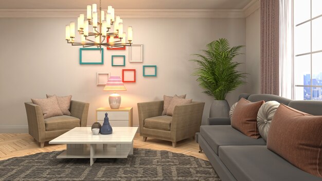 Illustration of the living room interior