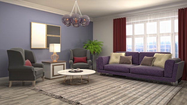 Illustration of the living room interior