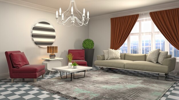 Illustration of the living room interior