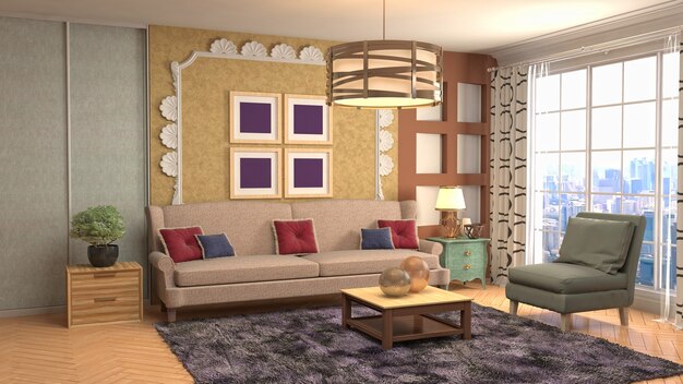 Illustration of the living room interior