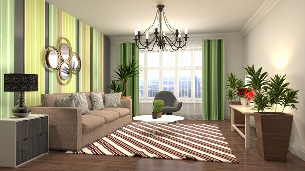 Illustration of the living room interior