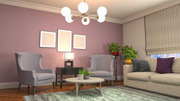 Illustration of the living room interior