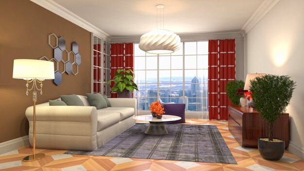 Illustration of the living room interior