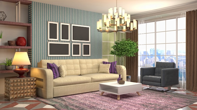 Illustration of the living room interior