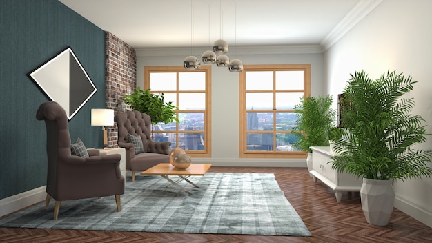 Illustration of the living room interior