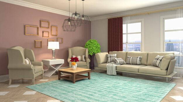 Illustration of the living room interior