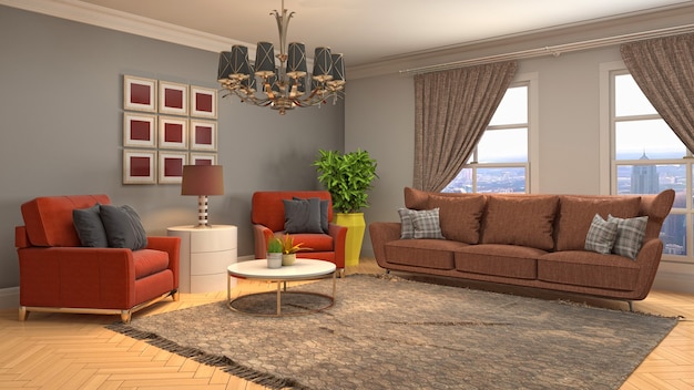 Illustration of the living room interior