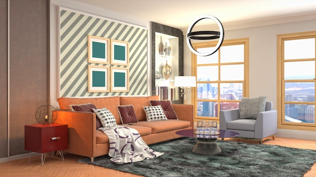 Illustration of the living room interior