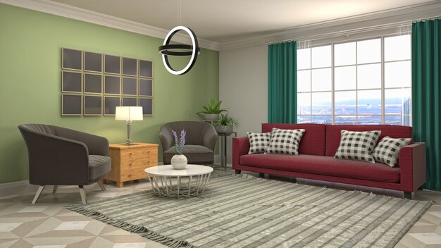 Illustration of the living room interior