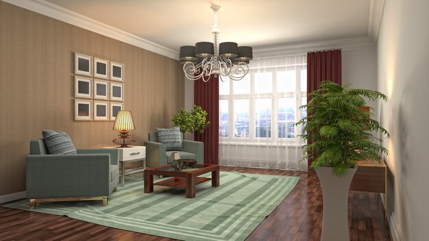 Illustration of the living room interior