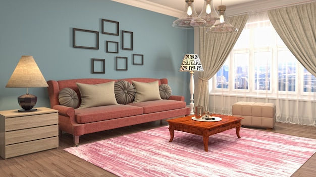 Illustration of the living room interior