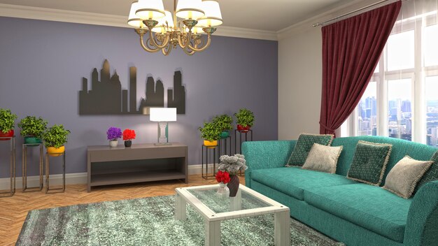 Illustration of the living room interior