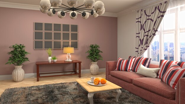 Illustration of the living room interior