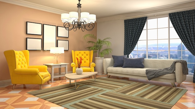 Illustration of the living room interior