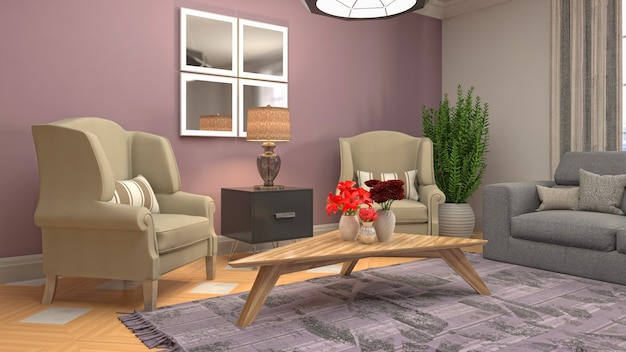 Illustration of the living room interior