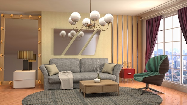 Illustration of the living room interior