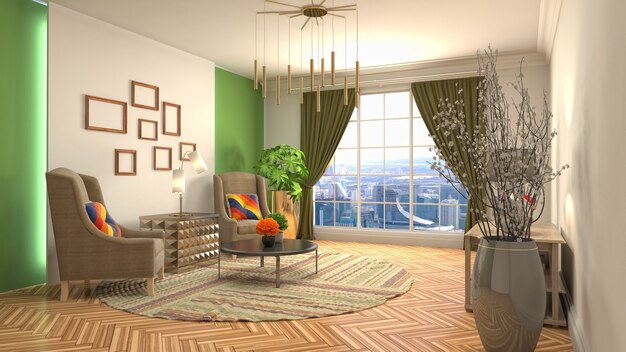 Illustration of the living room interior