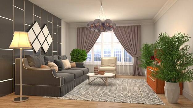 Illustration of the living room interior