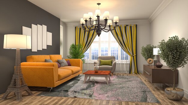 Illustration of the living room interior