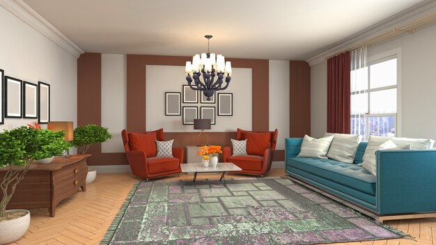 Illustration of the living room interior