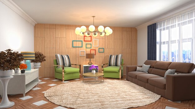 Illustration of the living room interior