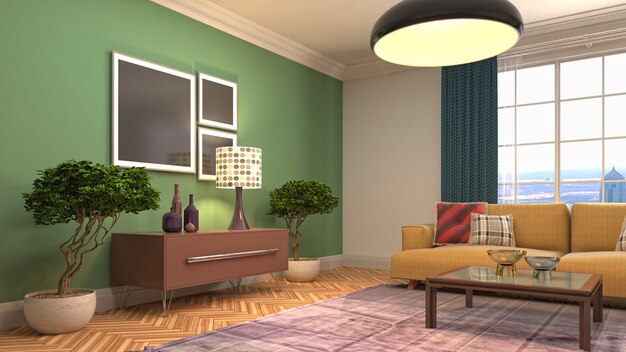 Illustration of the living room interior