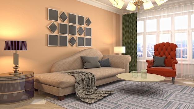 Illustration of the living room interior