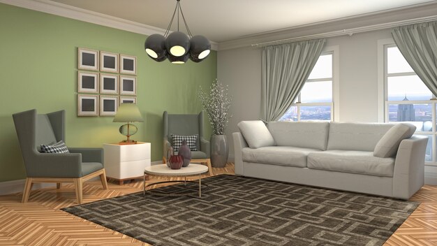 Illustration of the living room interior