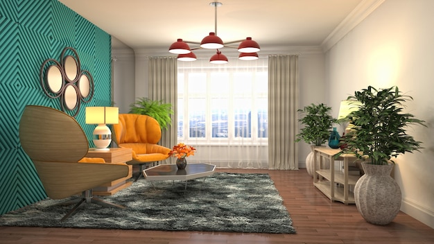 Illustration of the living room interior