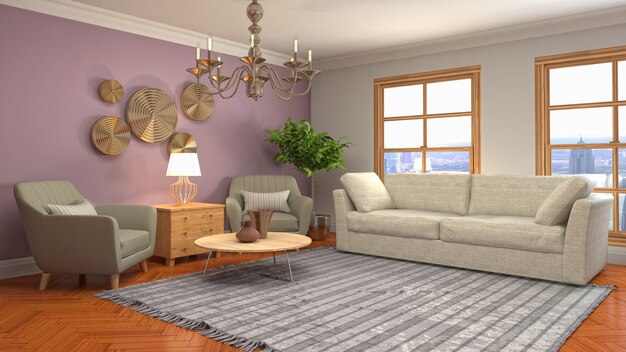 Illustration of the living room interior