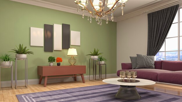 Illustration of the living room interior