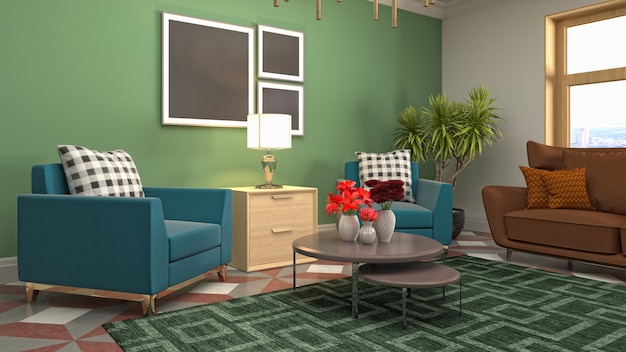 Illustration of the living room interior