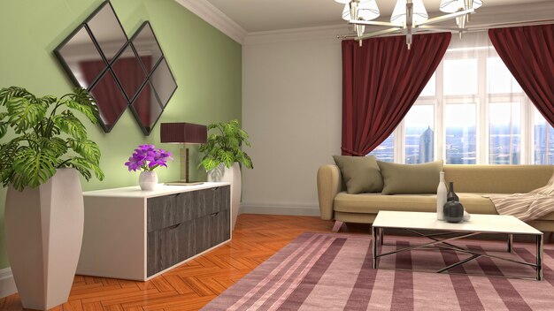 Illustration of the living room interior