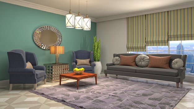 Illustration of the living room interior