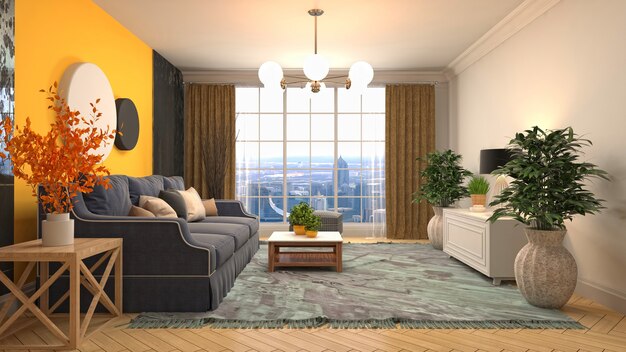 Illustration of the living room interior