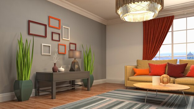 Illustration of the living room interior