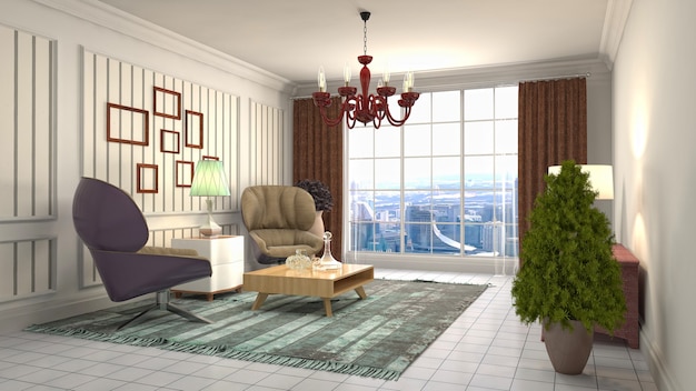 Illustration of the living room interior