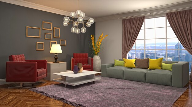 Illustration of the living room interior