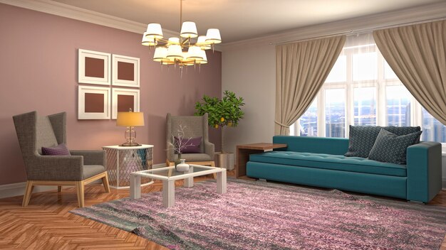 Illustration of the living room interior