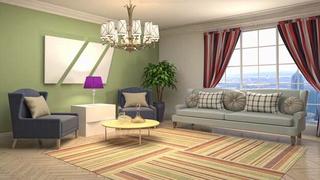 Illustration of the living room interior