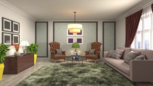 Illustration of the living room interior