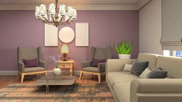 Illustration of the living room interior