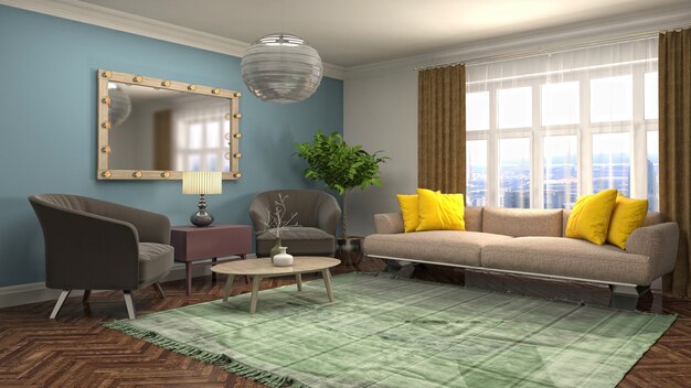 Illustration of the living room interior