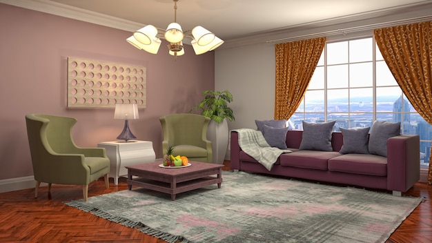 Illustration of the living room interior