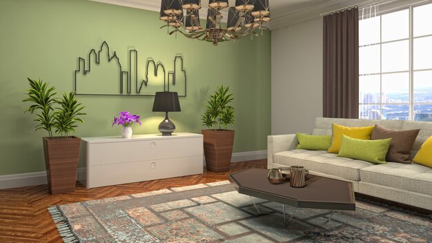 Illustration of the living room interior