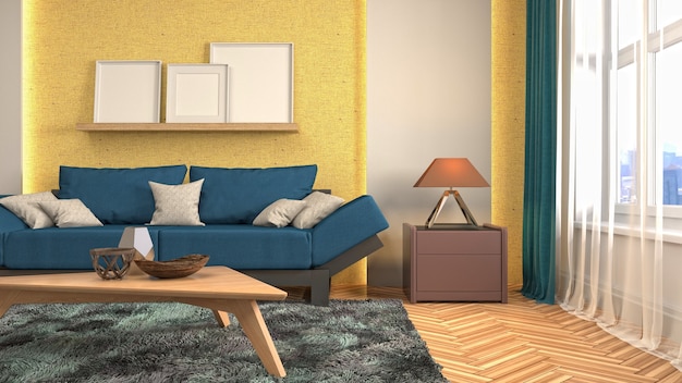 Illustration of the living room interior