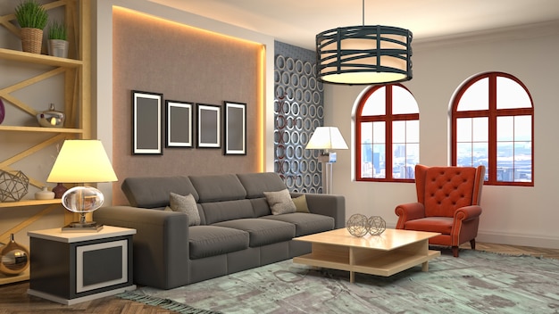 Illustration of the living room interior